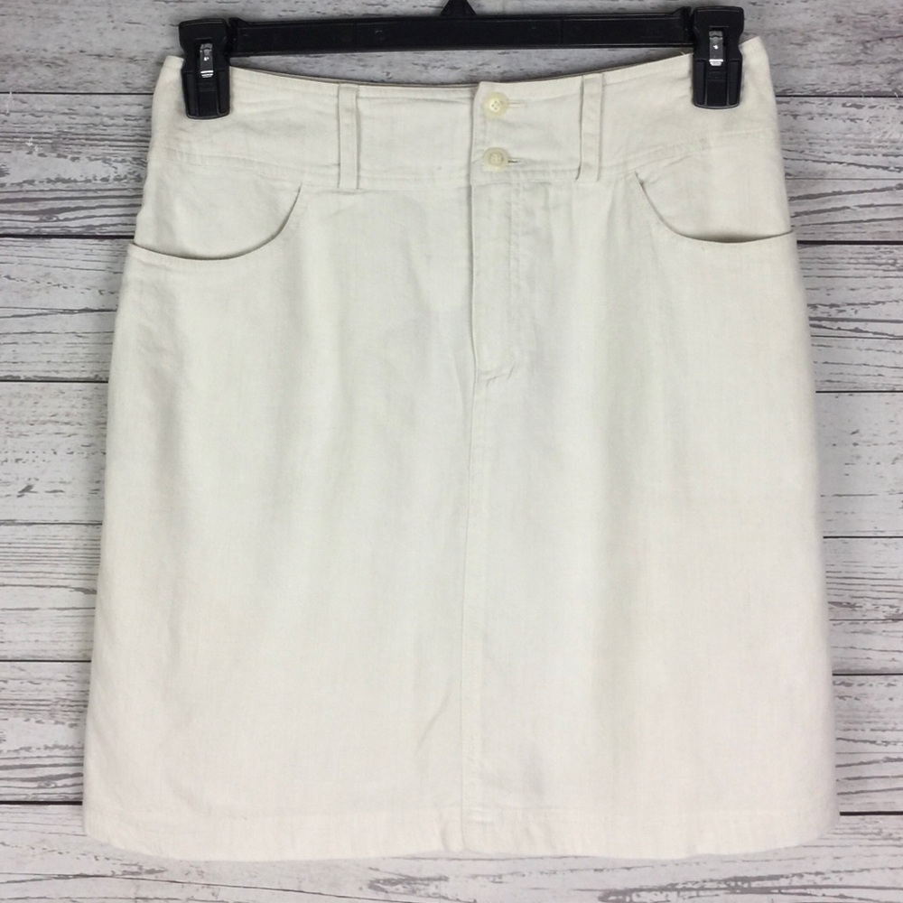 J. Jill Women’s Ivory White Linen Blend Lined Pencil Skirt